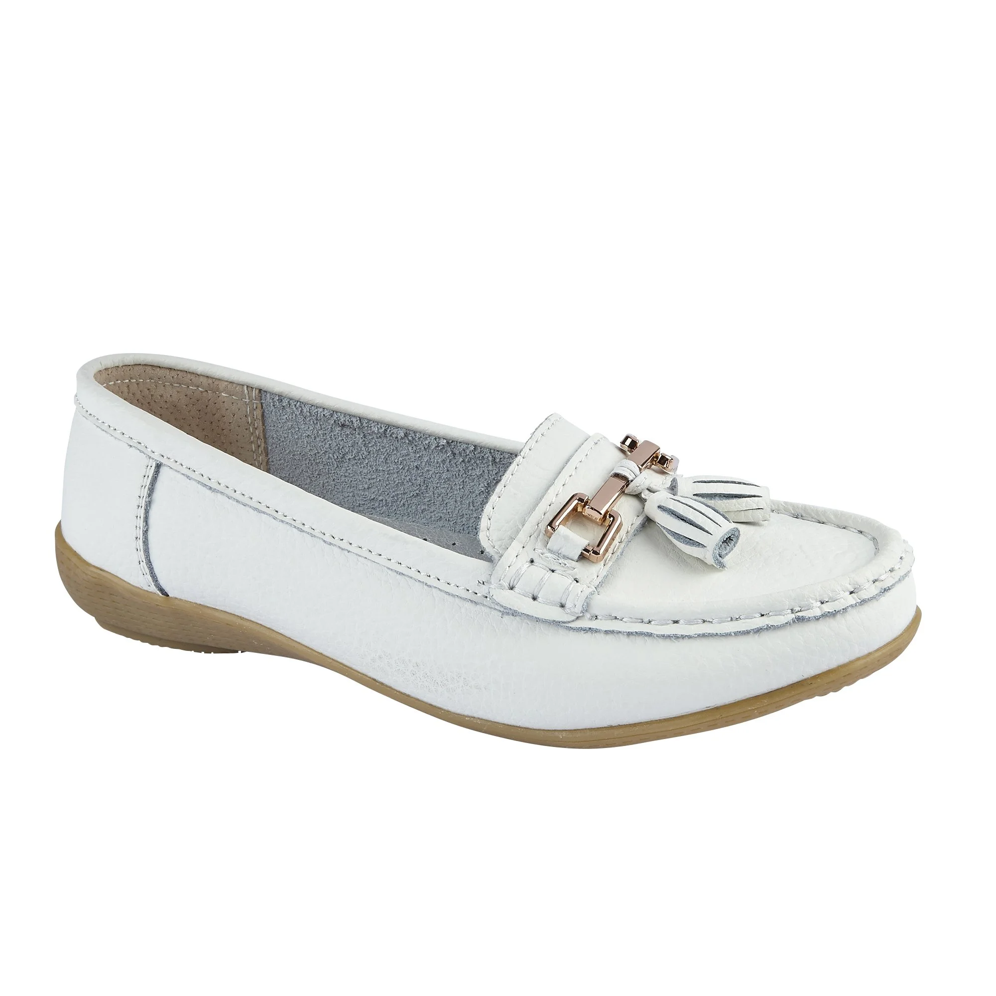 Ladies white moccasin shoes sales